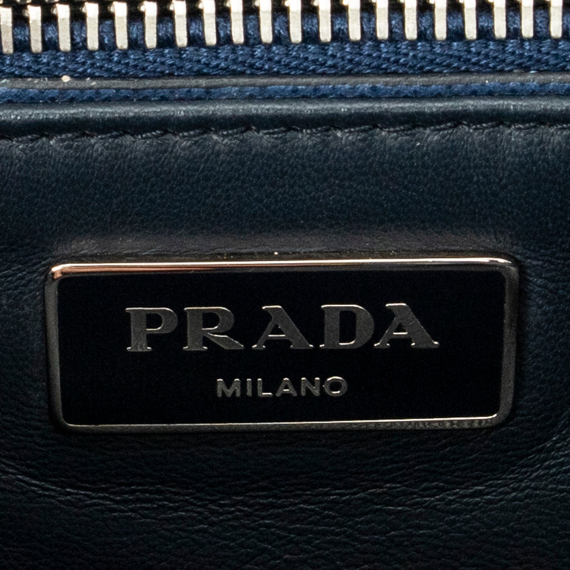 Shoulder Bag Sound Lock Flap Navy Saffiano Leather