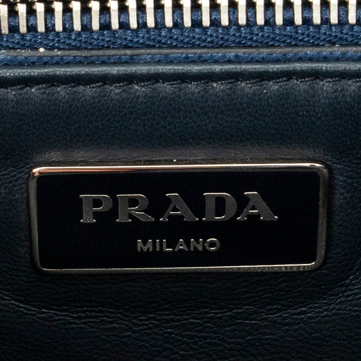 Shoulder Bag Sound Lock Flap Navy Saffiano Leather