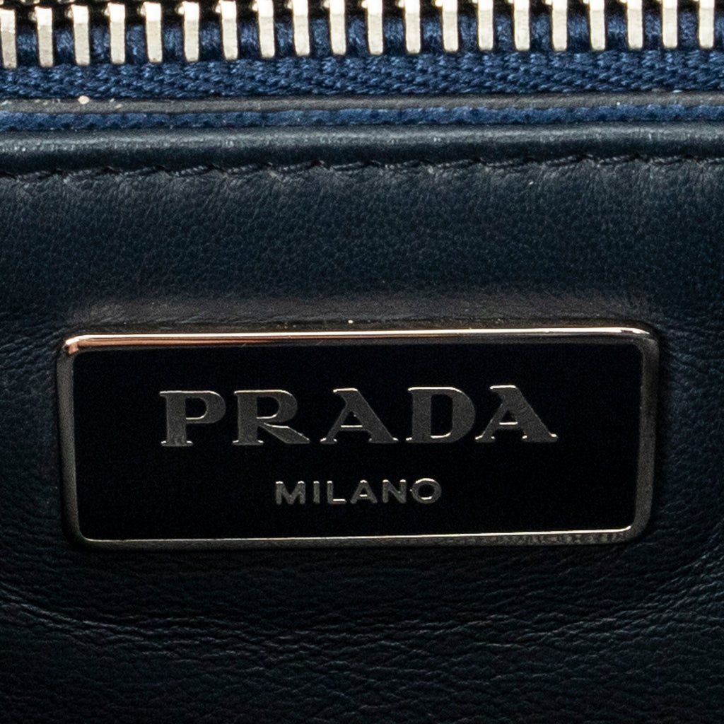 Shoulder Bag Sound Lock Flap Navy Saffiano Leather