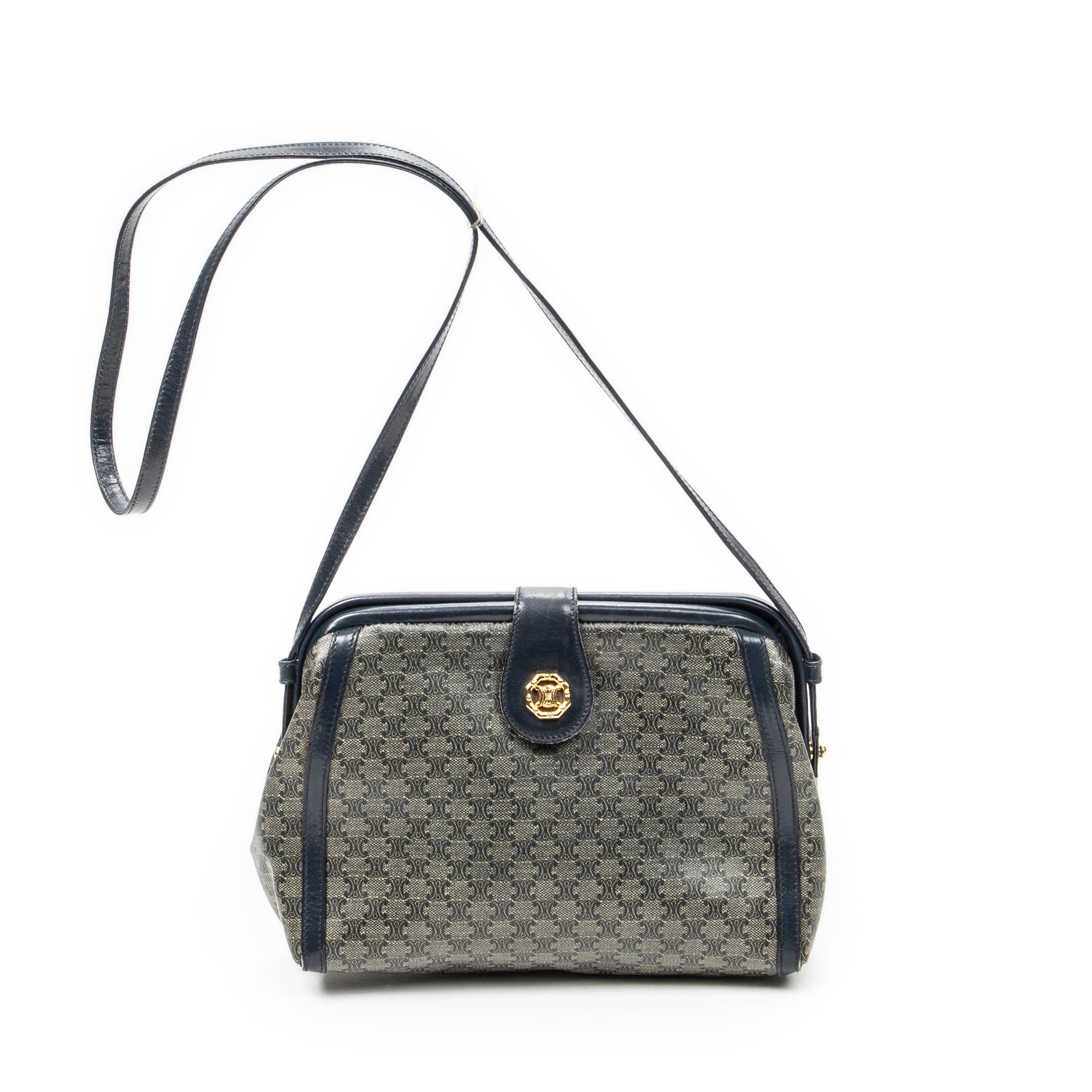 Shoulder Bag Vintage Frame Crossbody Navy Macadam Coated Canvas
