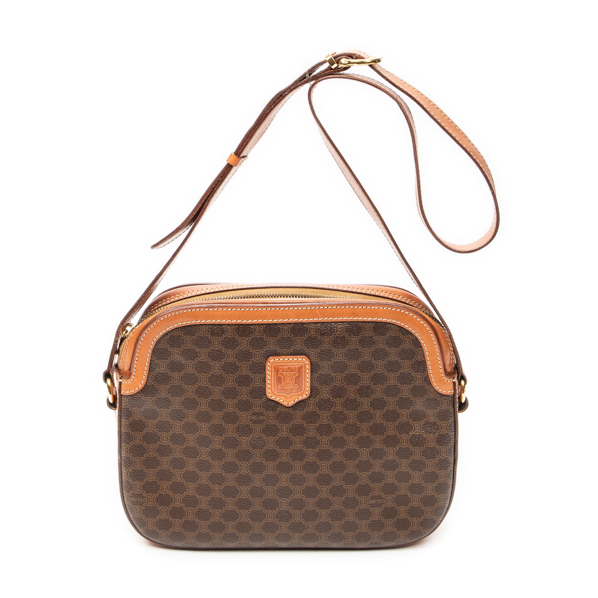 Shoulder Bag Vintage Small Crossbody Brown Macadam Coated Canvas