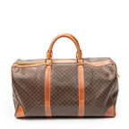 Travel Bag Vintage Large Travel Boston Brown Macadam Coated Canvas