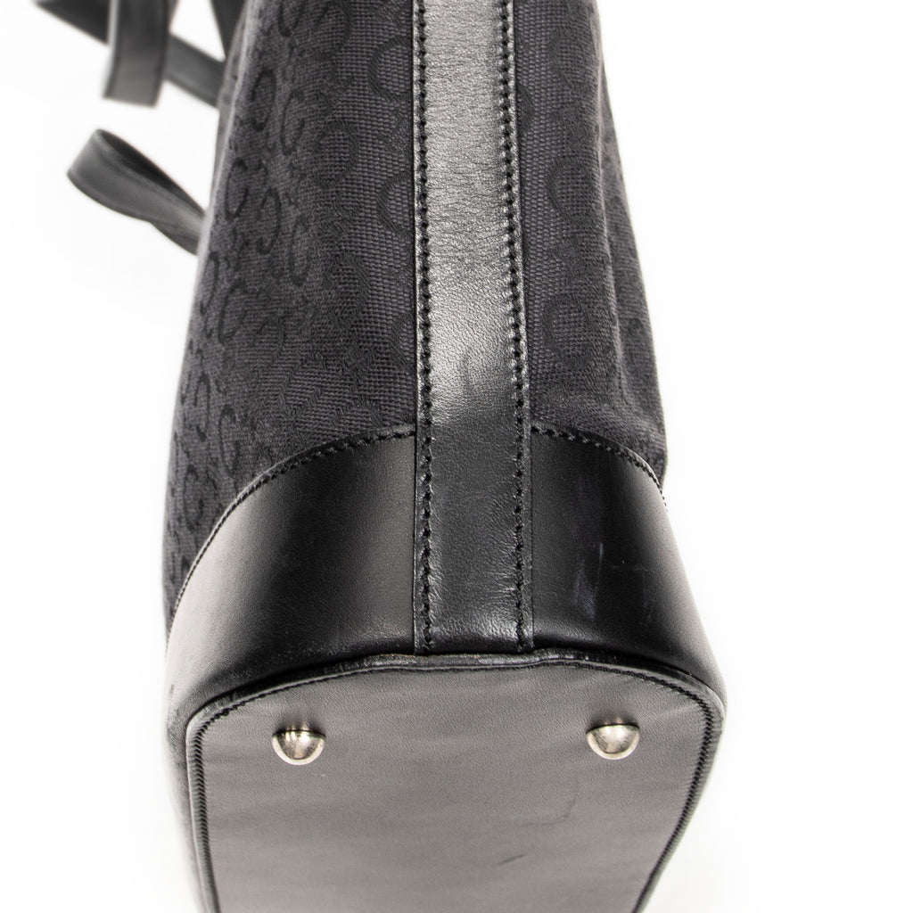 Shoulder Bag Vintage Shopping Tote Black C Macadam Canvas
