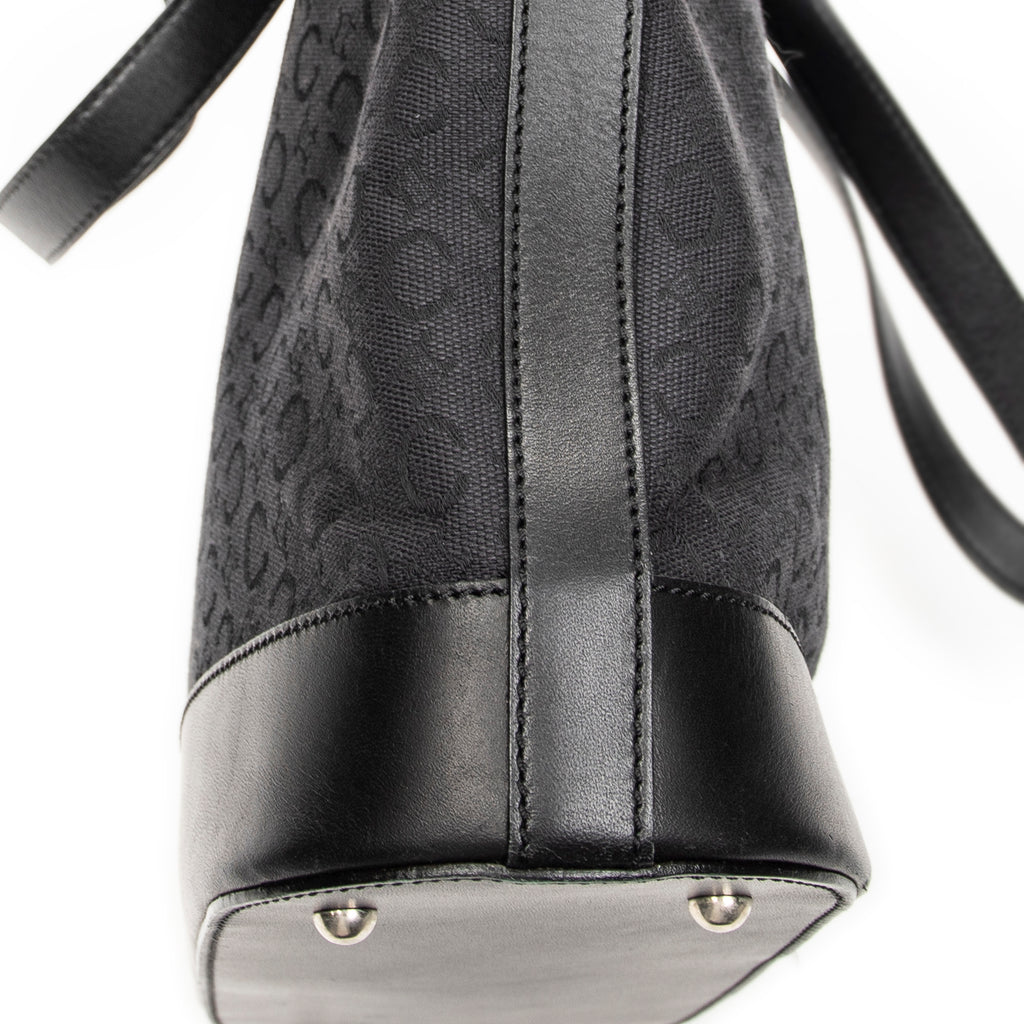 Shoulder Bag Vintage Shopping Tote Black C Macadam Canvas