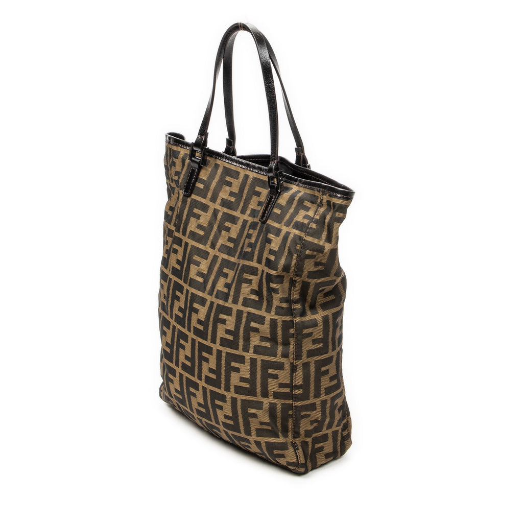 Handbag Vertical Shopping Tote Tan Zucca Nylon Canvas