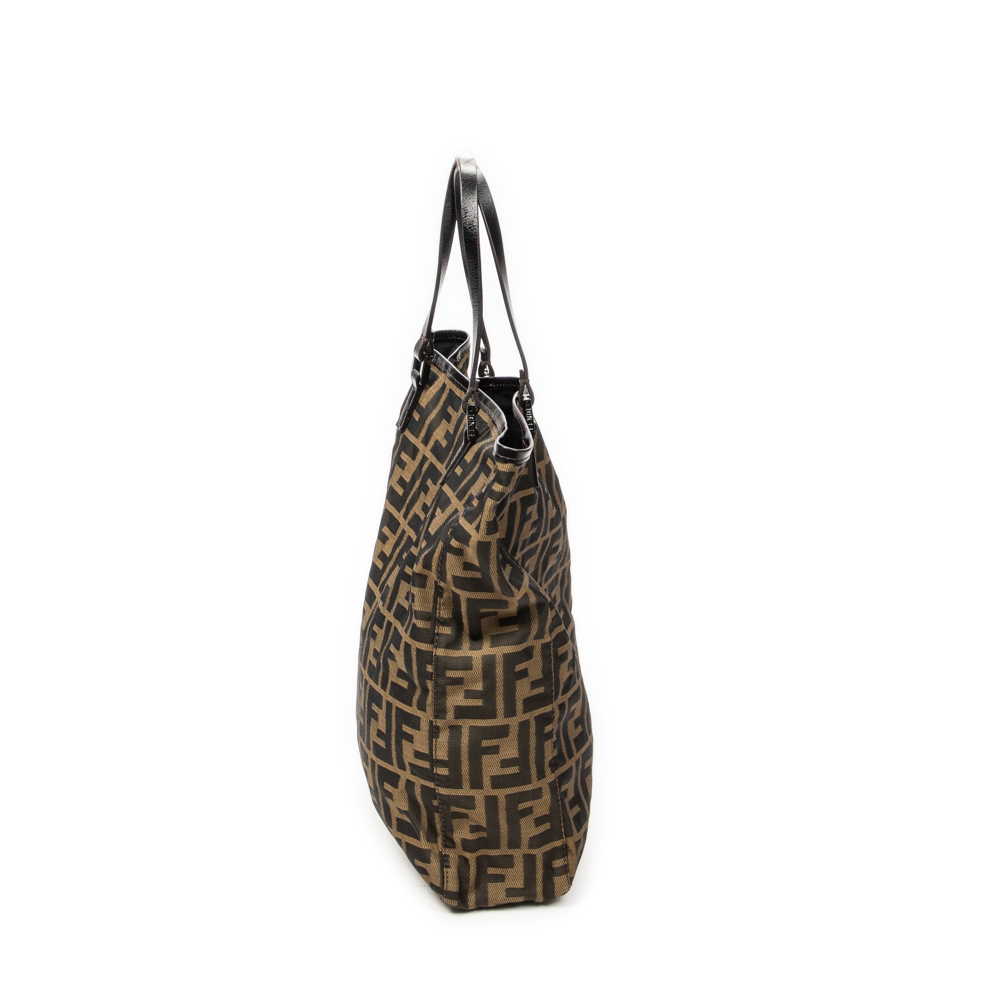 Handbag Vertical Shopping Tote Tan Zucca Nylon Canvas