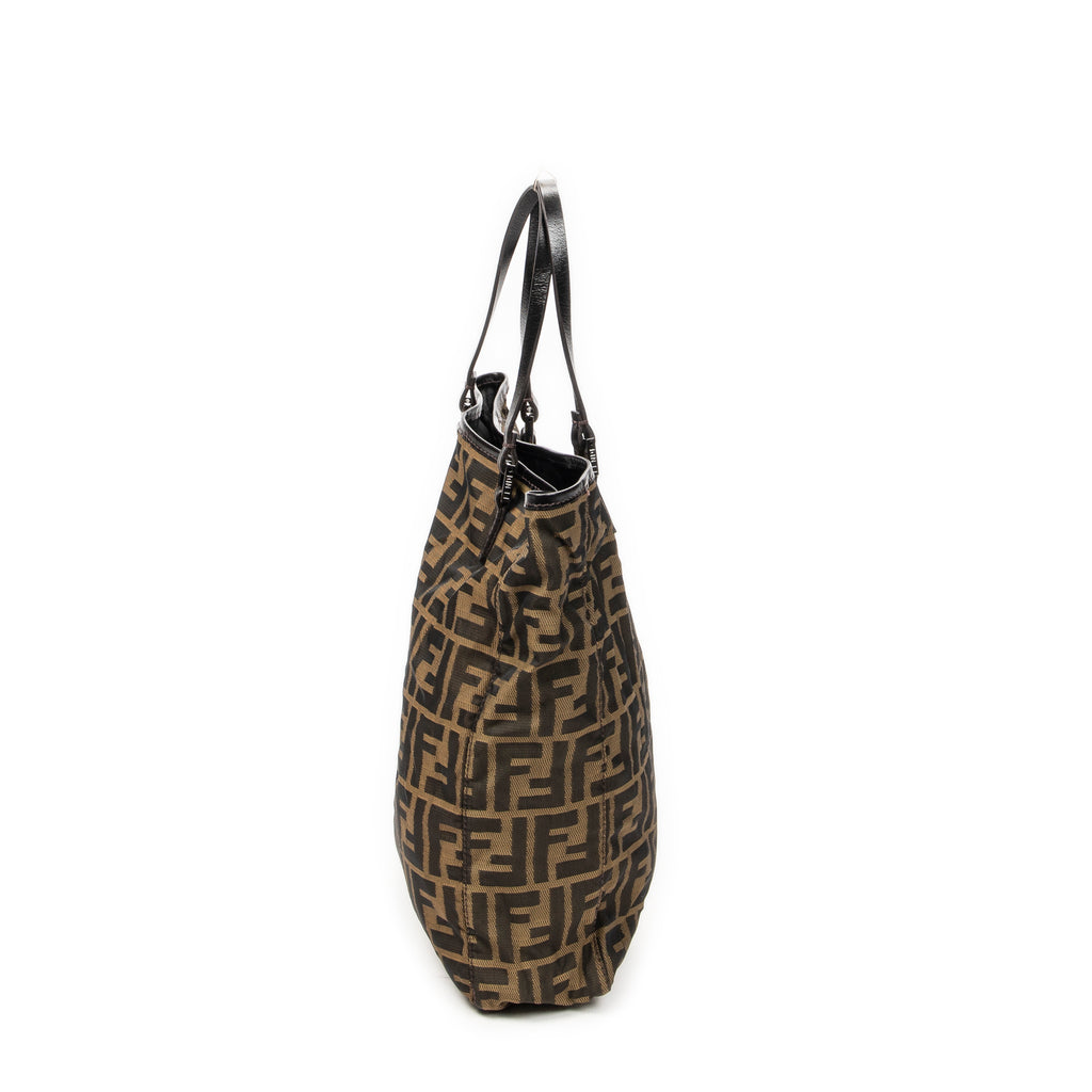 Handbag Vertical Shopping Tote Tan Zucca Nylon Canvas