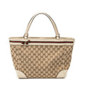 Shoulder Bag Web Mayfair Tote Beige Monogrammed Canvas