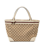 Shoulder Bag Web Mayfair Tote Beige Monogrammed Canvas