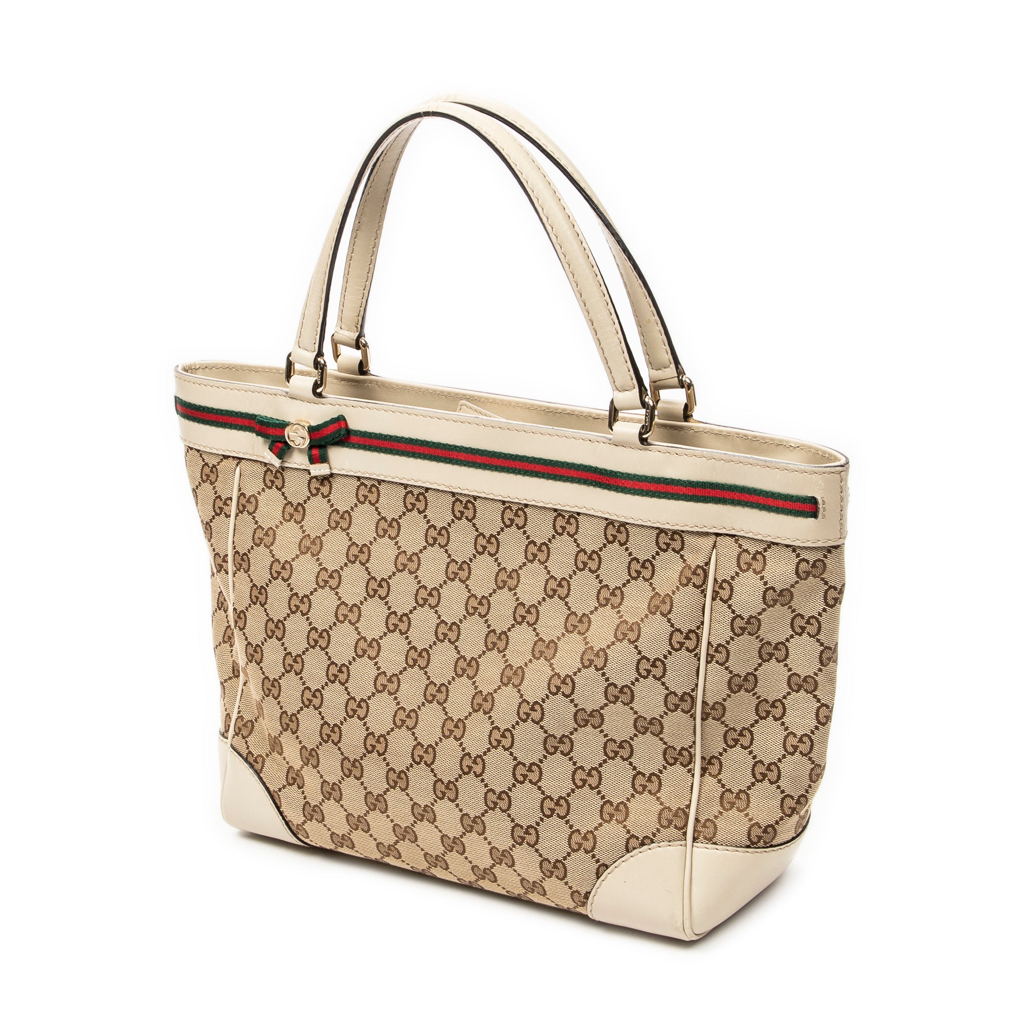Bolso de Hombro Web Mayfair Tote Lona Beige Monogramada