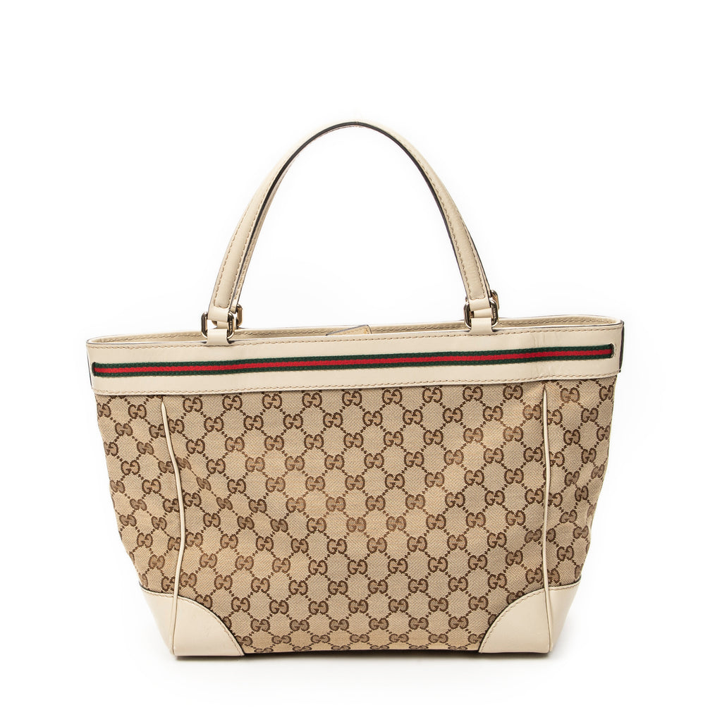 Shoulder Bag Web Mayfair Tote Beige Monogrammed Canvas