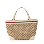 Shoulder Bag Web Mayfair Tote Beige Monogrammed Canvas