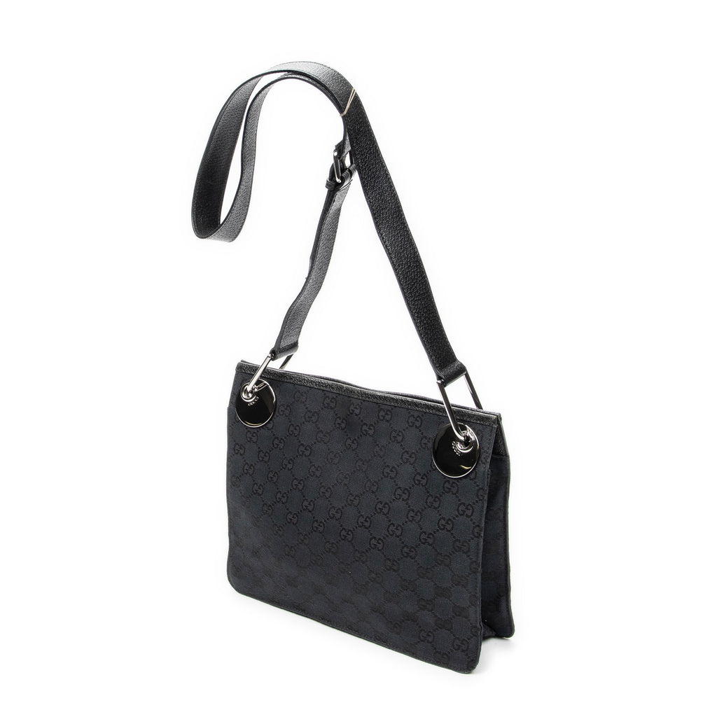 Bandolera Eclipse Square Crossbody Lona Monogrammed Negra