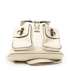 Backpack Medium Bamboo Tassel Backpack Ivory Grained Calfskin Leather