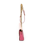 Shoulder Bag Pushlock Flap Chain Crossbody Pink Madras Leather