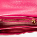 Shoulder Bag Pushlock Flap Chain Crossbody Pink Madras Leather