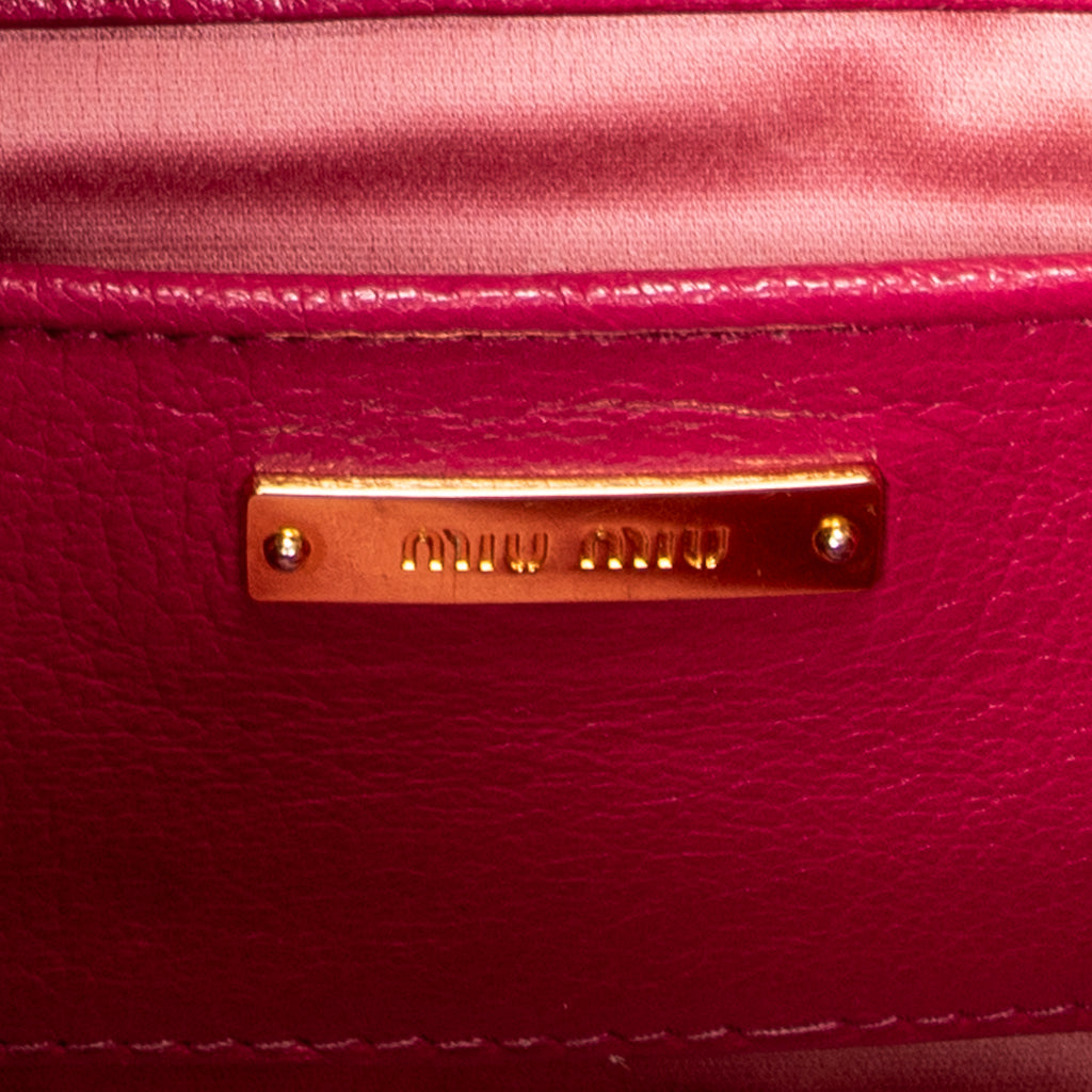 Shoulder Bag Pushlock Flap Chain Crossbody Pink Madras Leather
