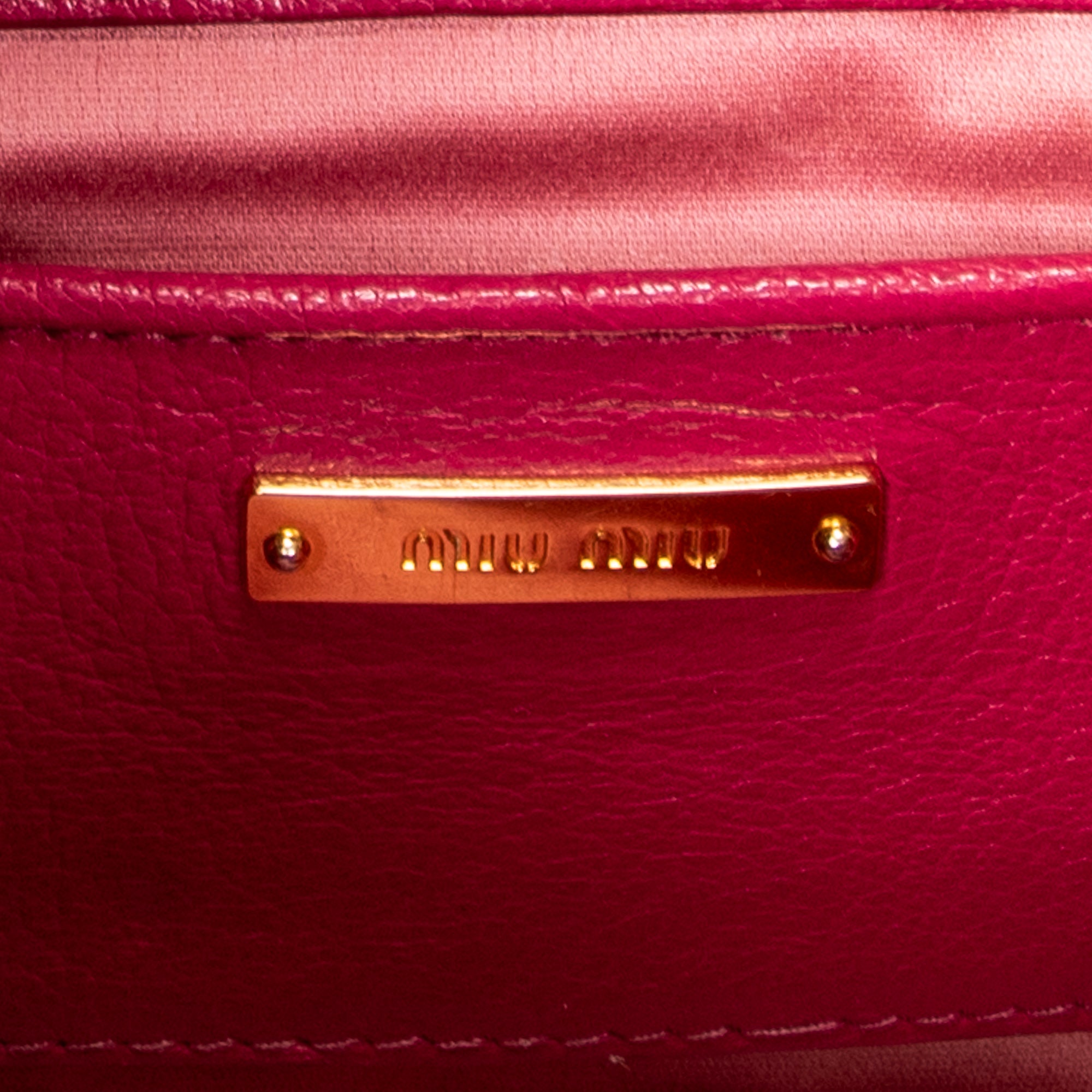 Shoulder Bag Pushlock Flap Chain Crossbody Pink Madras Leather