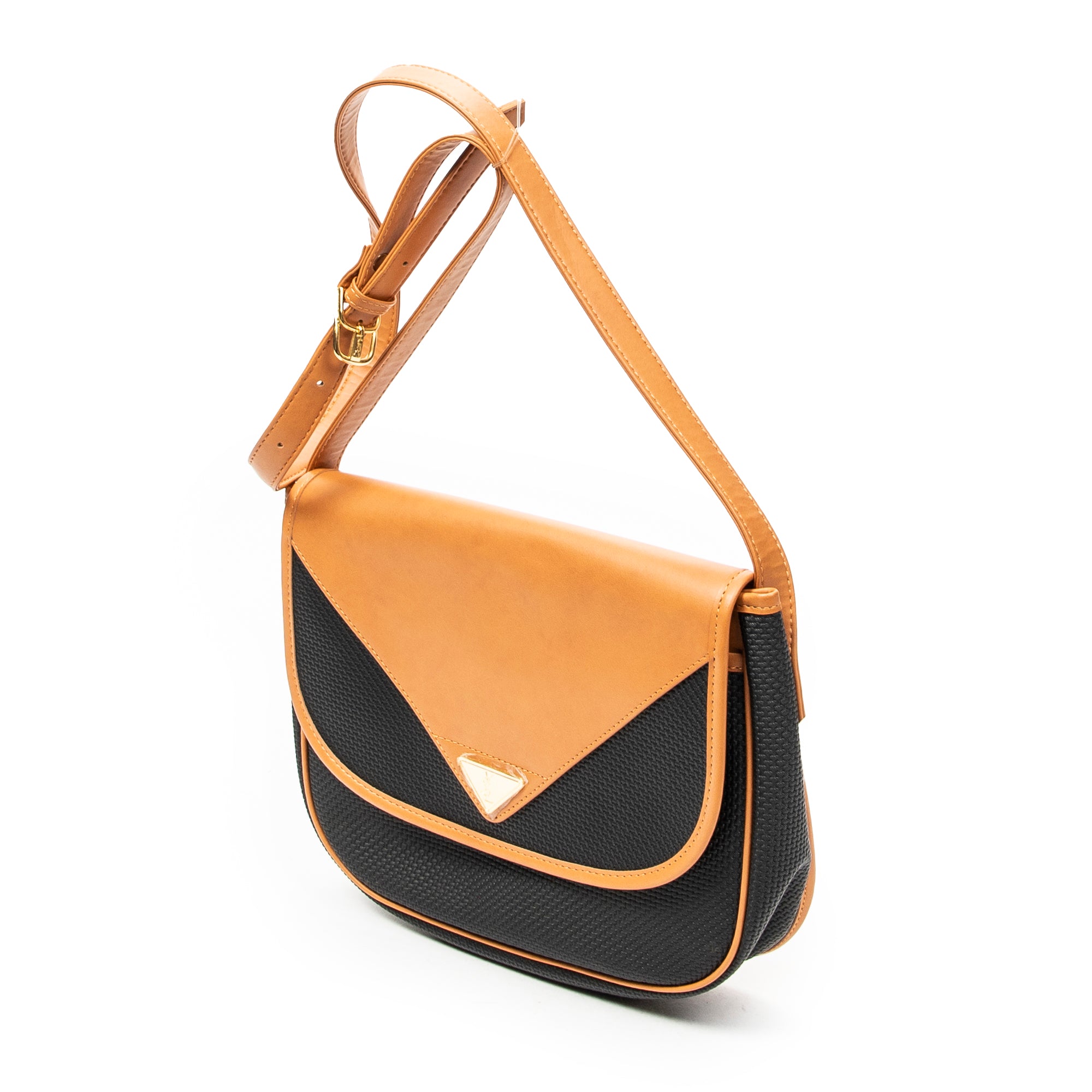 Shoulder Bag Vintage Flap Crossbody Black Woven Coated Canvas