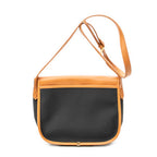 Shoulder Bag Vintage Flap Crossbody Black Woven Coated Canvas