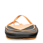 Shoulder Bag Vintage Flap Crossbody Black Woven Coated Canvas