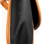 Shoulder Bag Vintage Flap Crossbody Black Woven Coated Canvas
