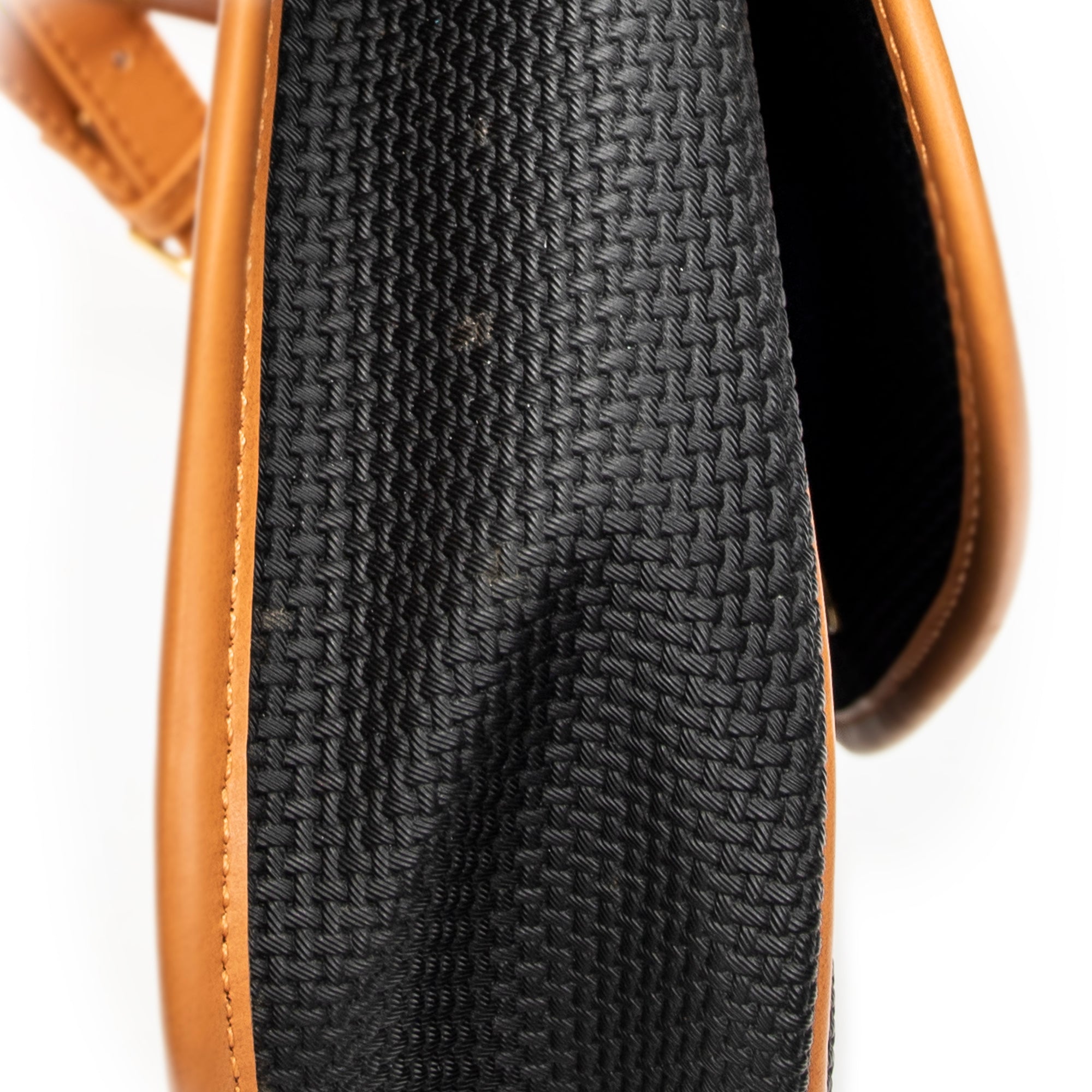 Shoulder Bag Vintage Flap Crossbody Black Woven Coated Canvas