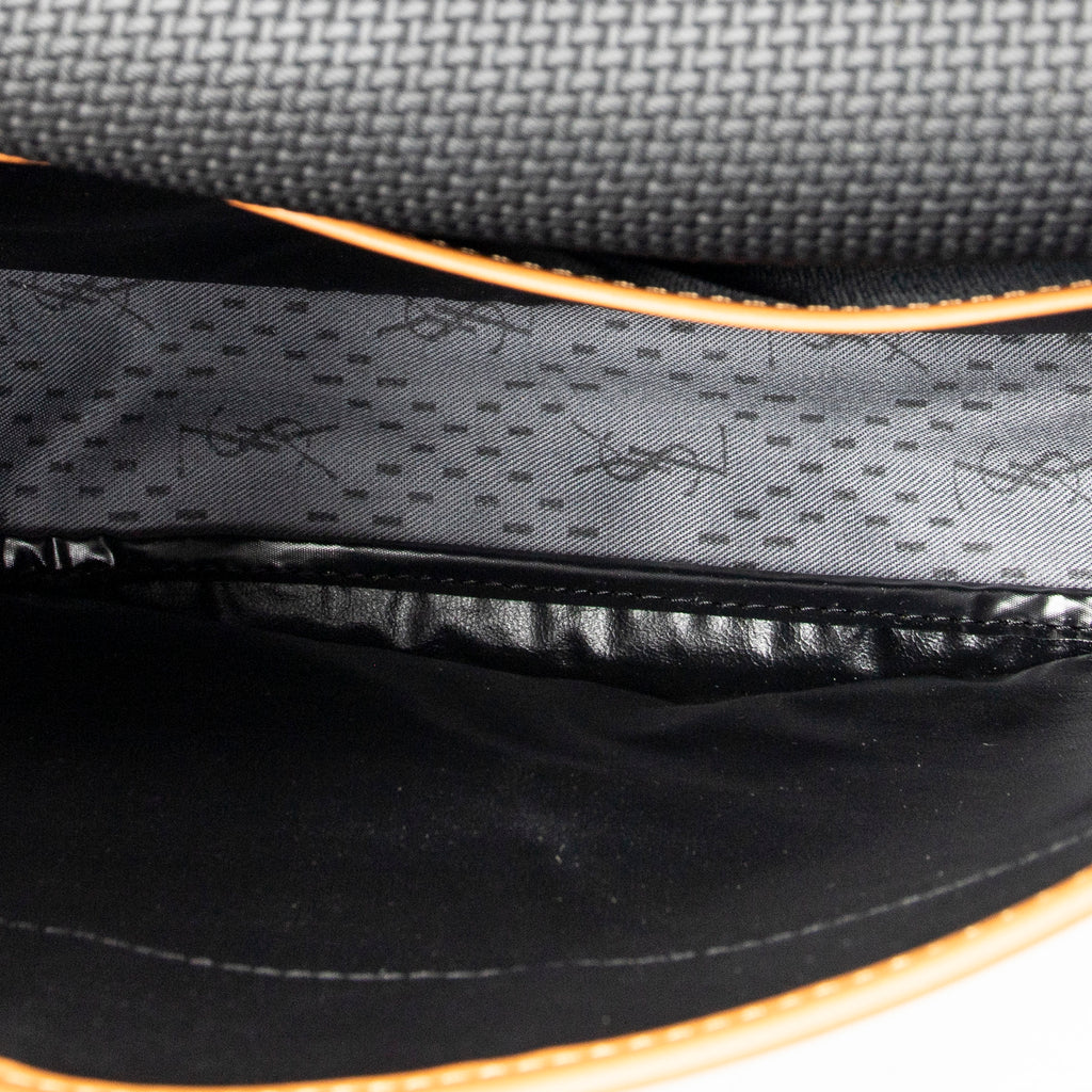 Shoulder Bag Vintage Flap Crossbody Black Woven Coated Canvas