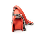 Bolso de hombro niño pequeño naranja piel de cordero acolchada chevron