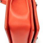 Bolso de hombro niño pequeño naranja piel de cordero acolchada chevron
