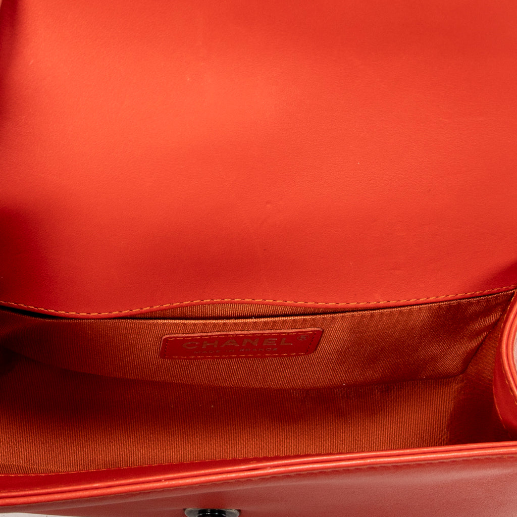 Bolso de hombro niño pequeño naranja piel de cordero acolchada chevron