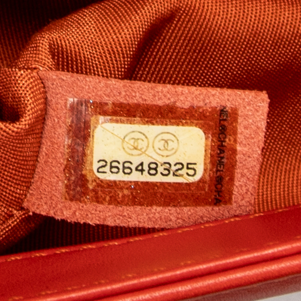 Bolso de hombro niño pequeño naranja piel de cordero acolchada chevron