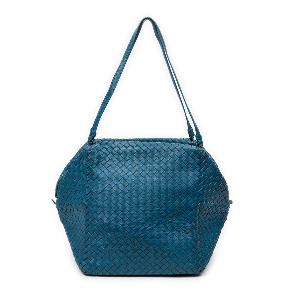 Shoulder Bag Cube Shoulder Bag Blue Intrecciato Leather