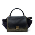 Shoulder Bag Small Tricolor Trapeze Green Felt Canvas