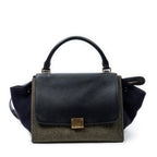 Shoulder Bag Small Tricolor Trapeze Green Felt Canvas