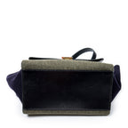 Shoulder Bag Small Tricolor Trapeze Green Felt Canvas