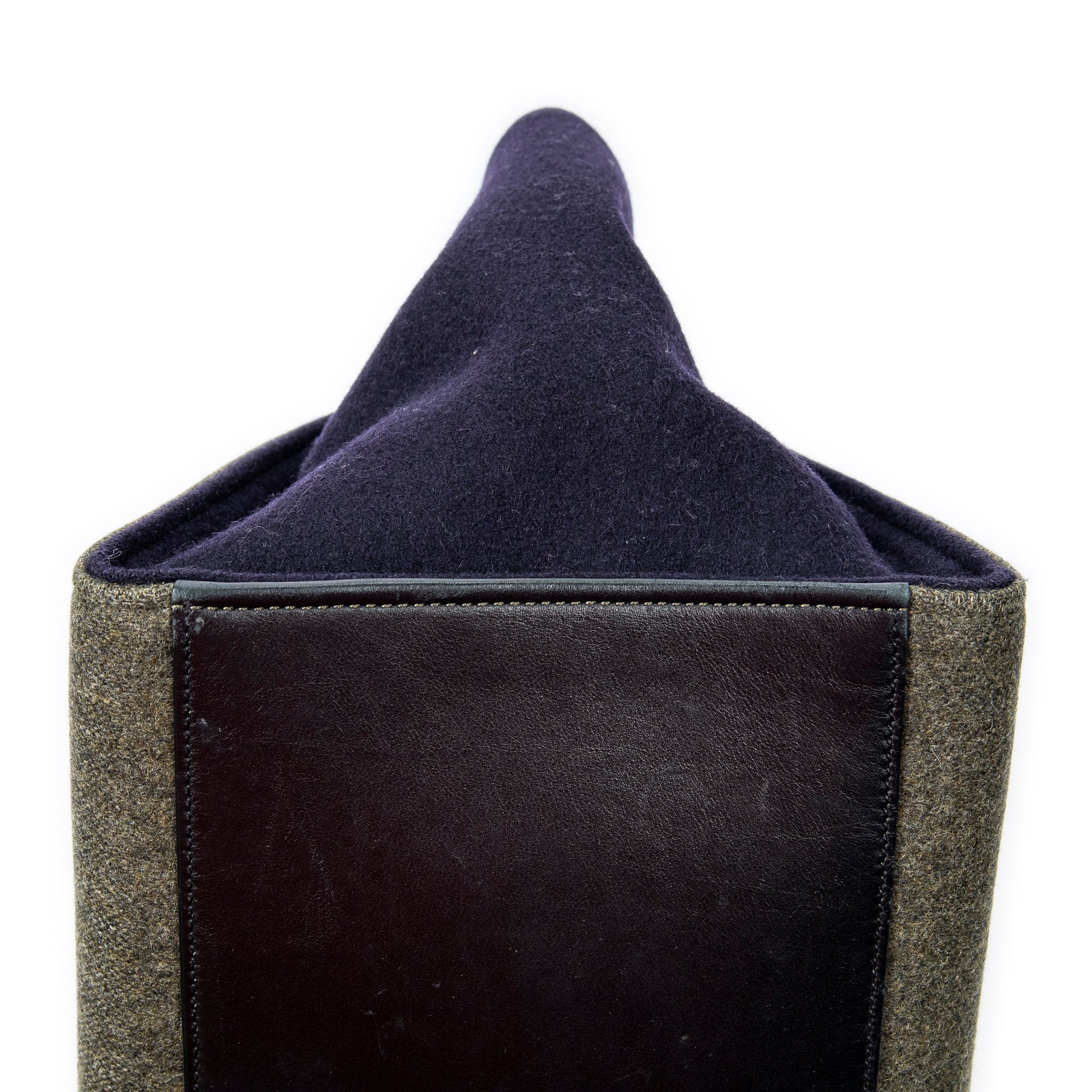 Shoulder Bag Small Tricolor Trapeze Green Felt Canvas