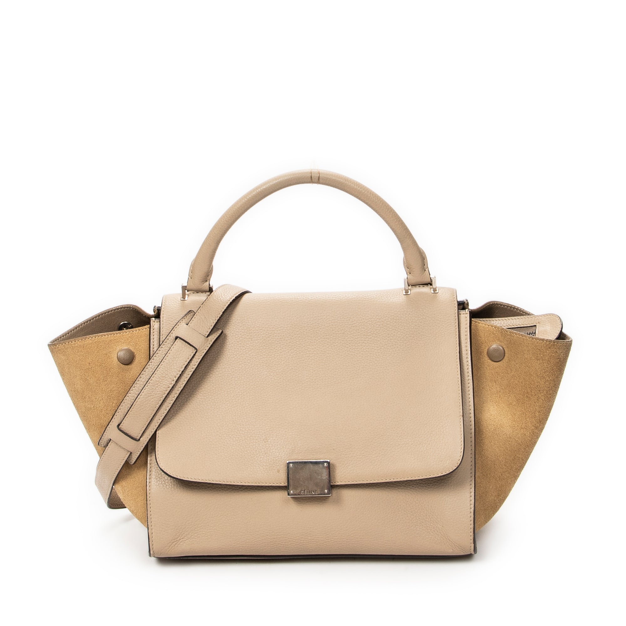 Shoulder Bag Small Trapeze Beige Grained Calfskin Leather