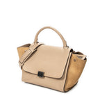 Shoulder Bag Small Trapeze Beige Grained Calfskin Leather