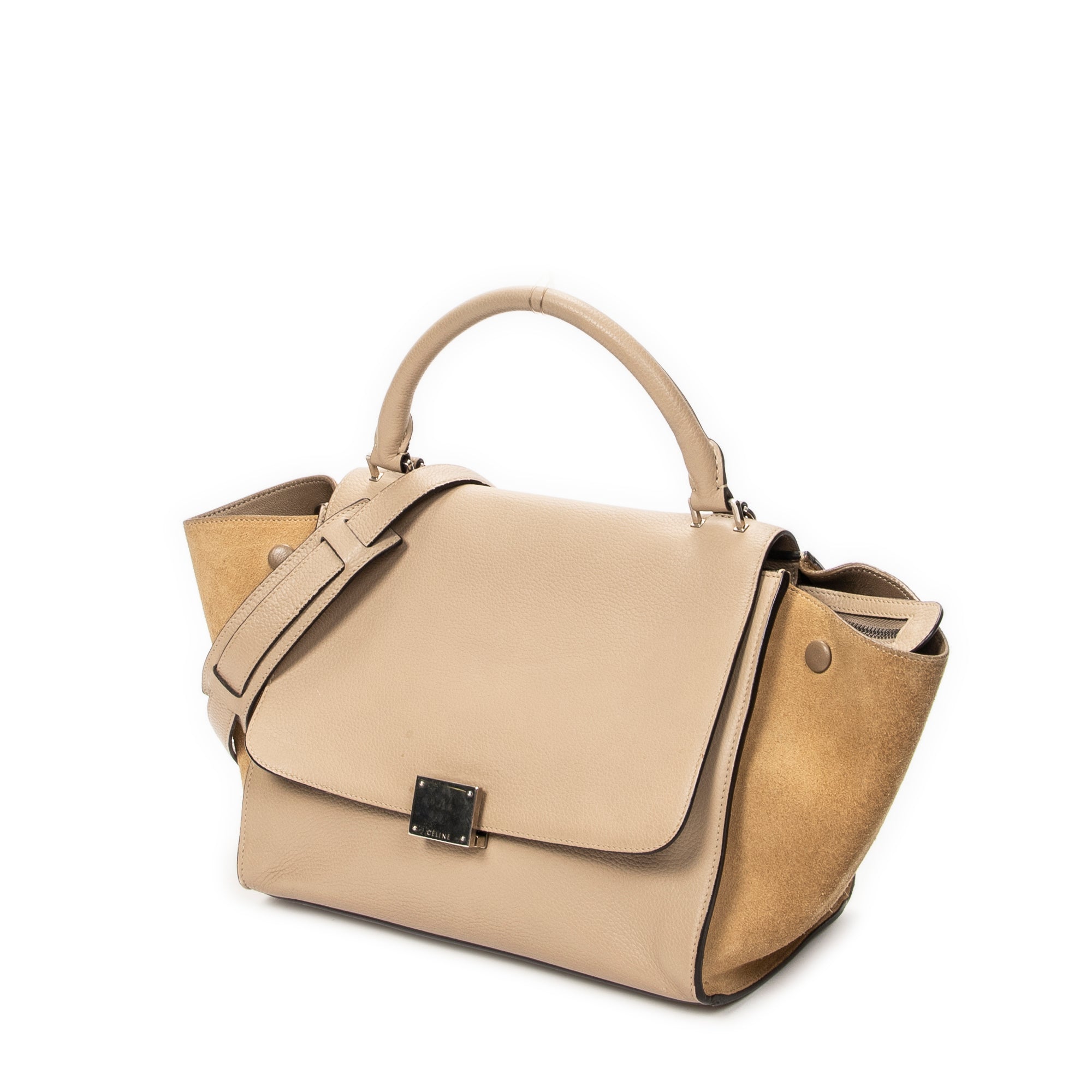Shoulder Bag Small Trapeze Beige Grained Calfskin Leather