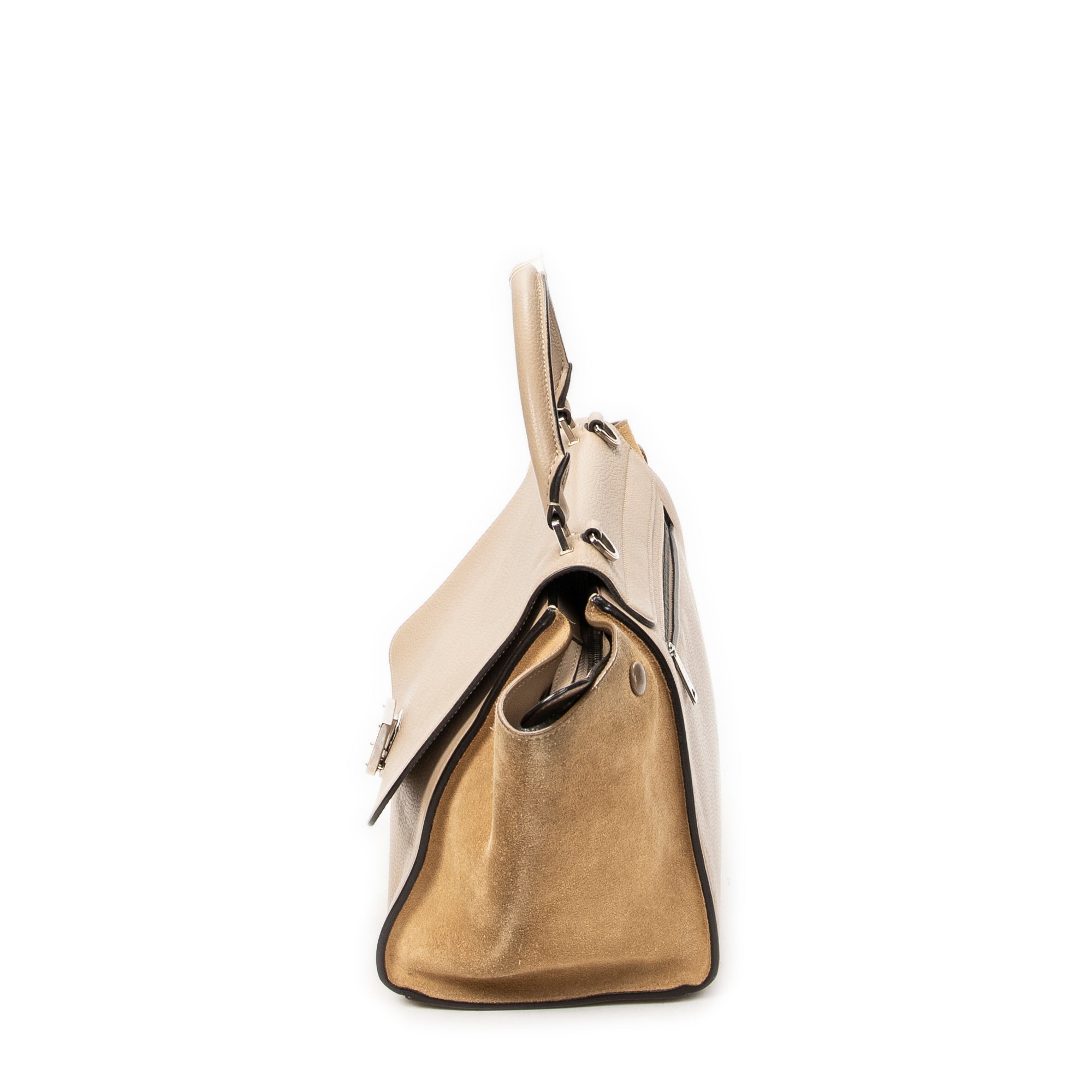 Shoulder Bag Small Trapeze Beige Grained Calfskin Leather