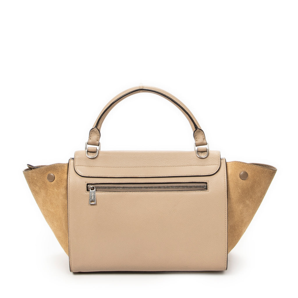Shoulder Bag Small Trapeze Beige Grained Calfskin Leather