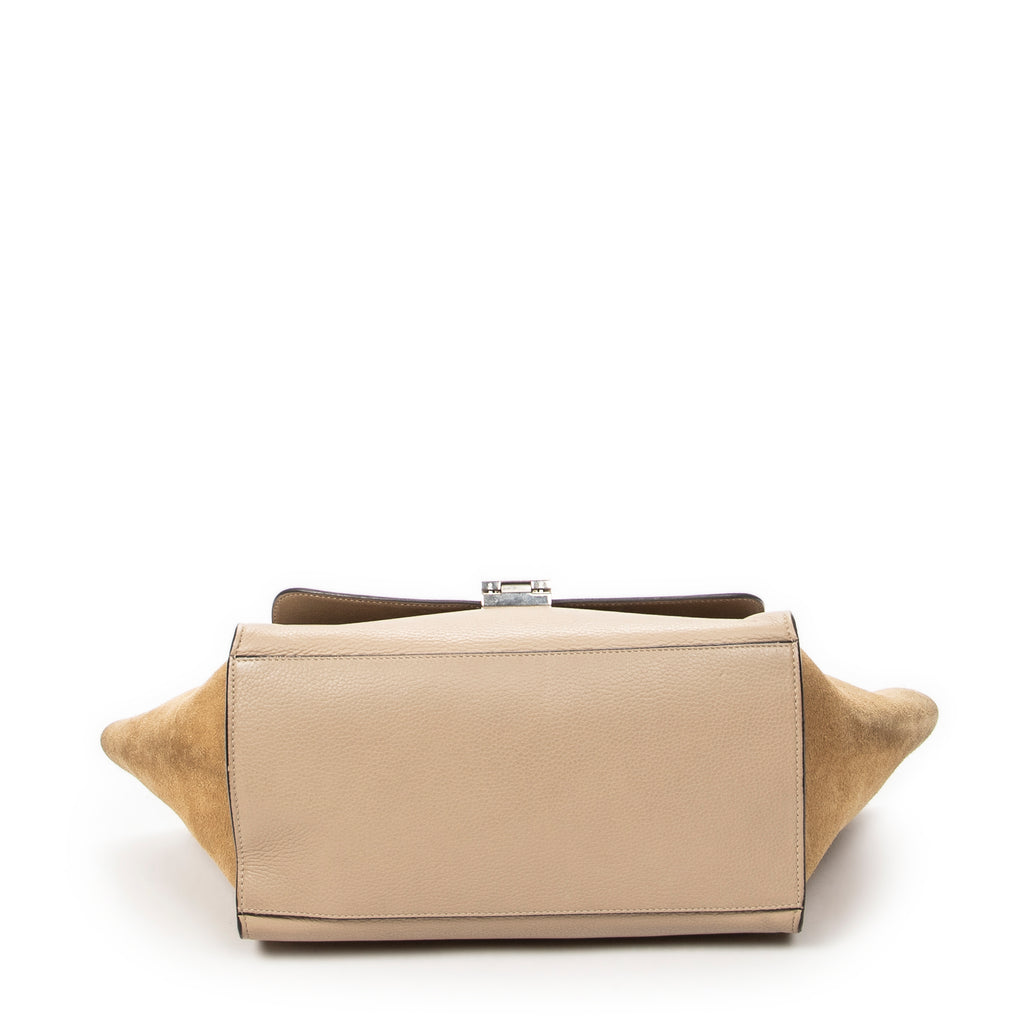 Shoulder Bag Small Trapeze Beige Grained Calfskin Leather