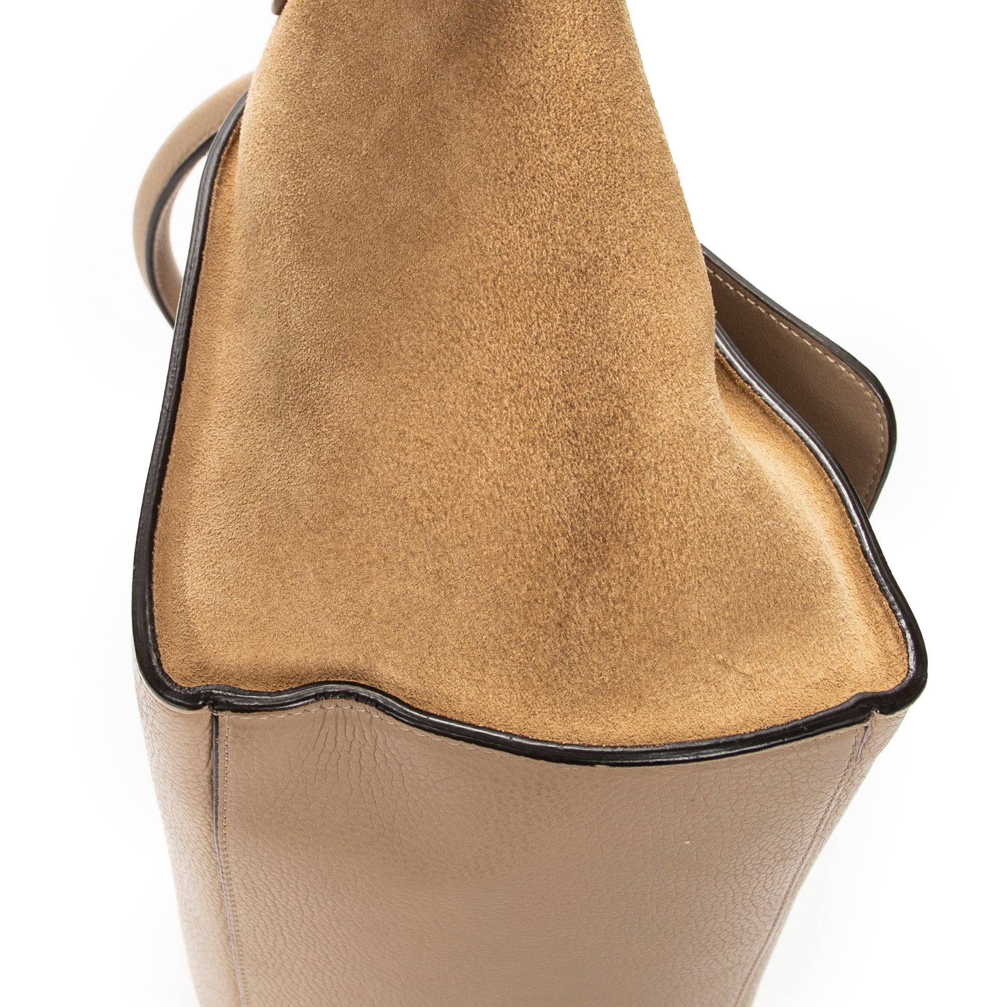 Shoulder Bag Small Trapeze Beige Grained Calfskin Leather