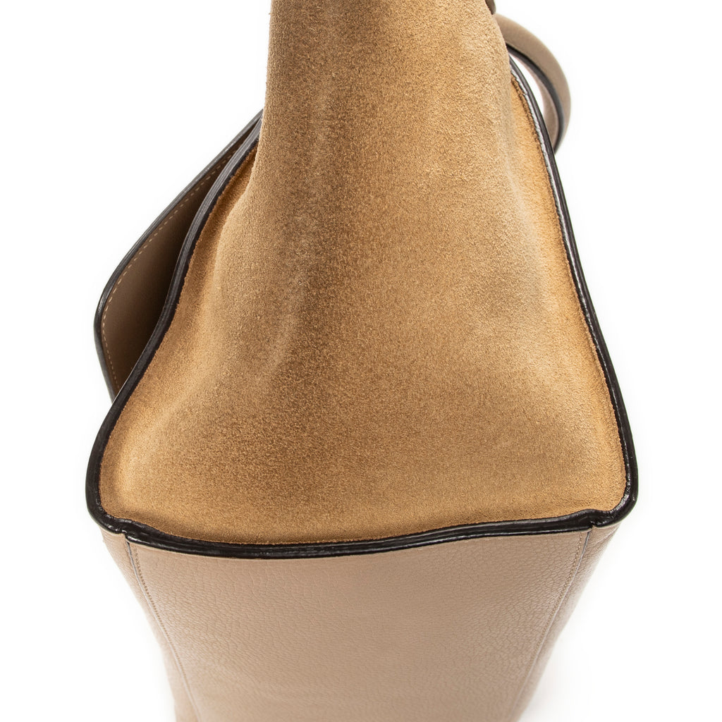 Shoulder Bag Small Trapeze Beige Grained Calfskin Leather