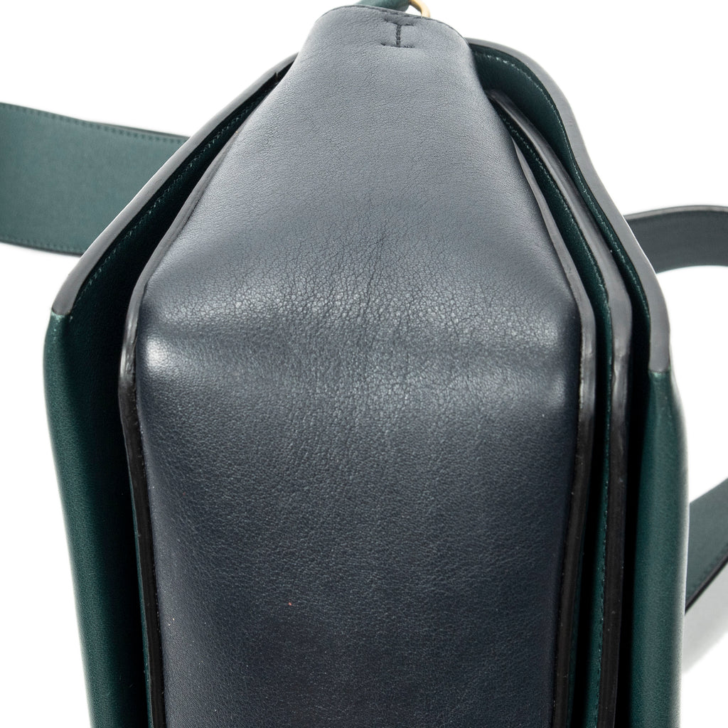 Shoulder Bag Medium Frame Crossbody Navy Calfskin Leather
