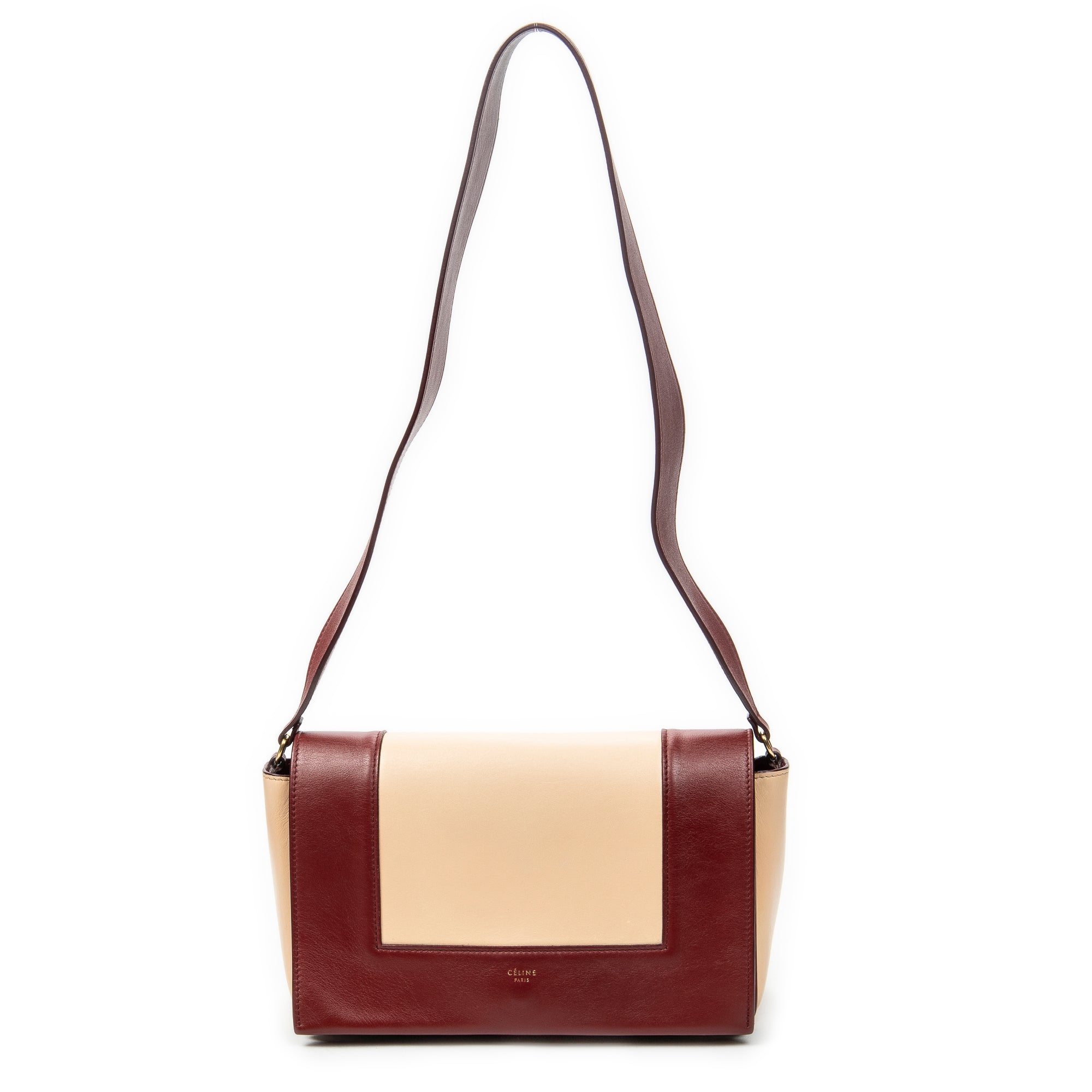 Shoulder Bag Medium Frame Crossbody Beige Calfskin Leather