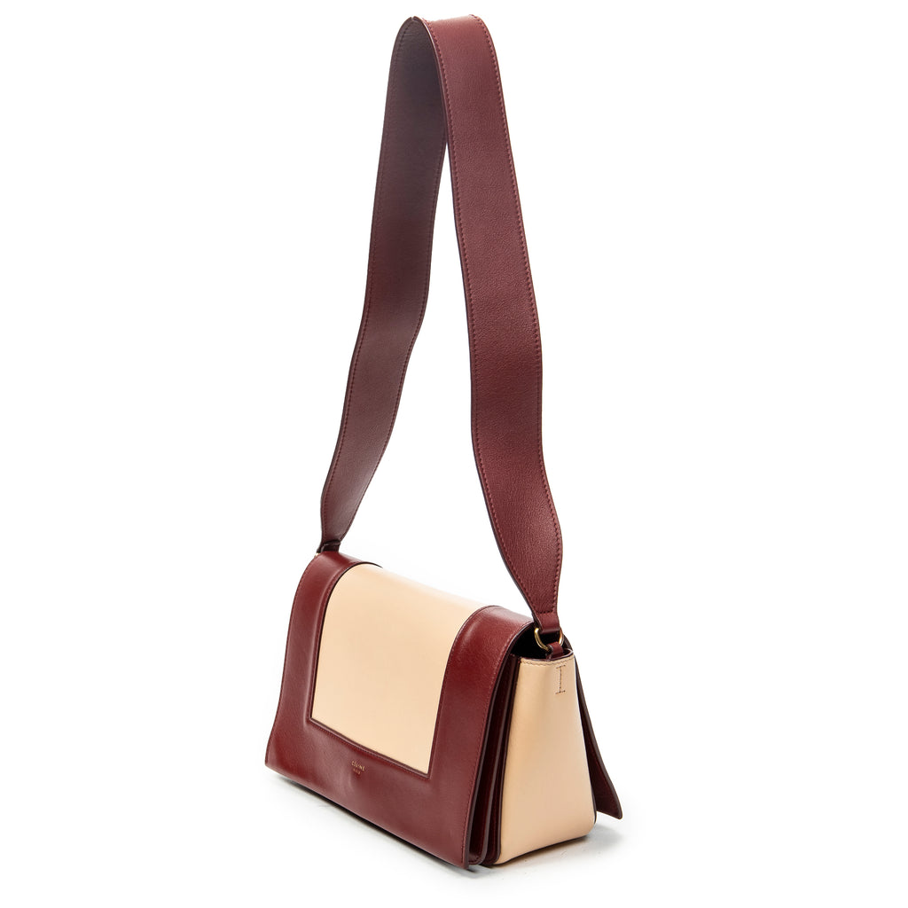 Shoulder Bag Medium Frame Crossbody Beige Calfskin Leather