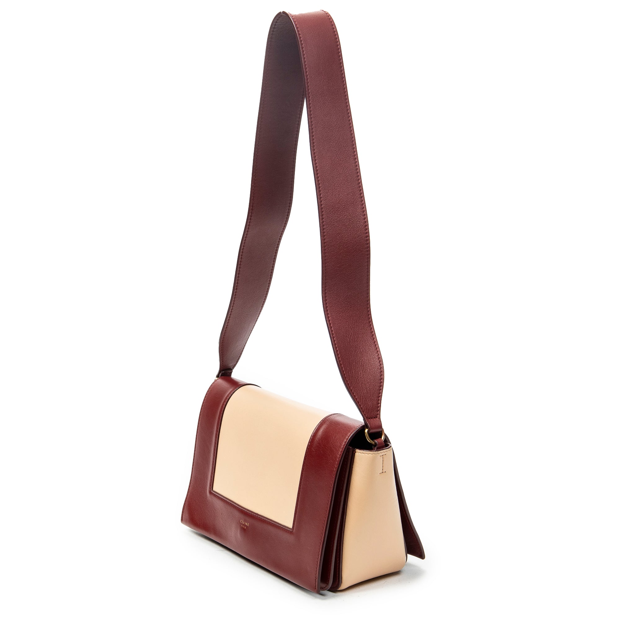 Shoulder Bag Medium Frame Crossbody Beige Calfskin Leather