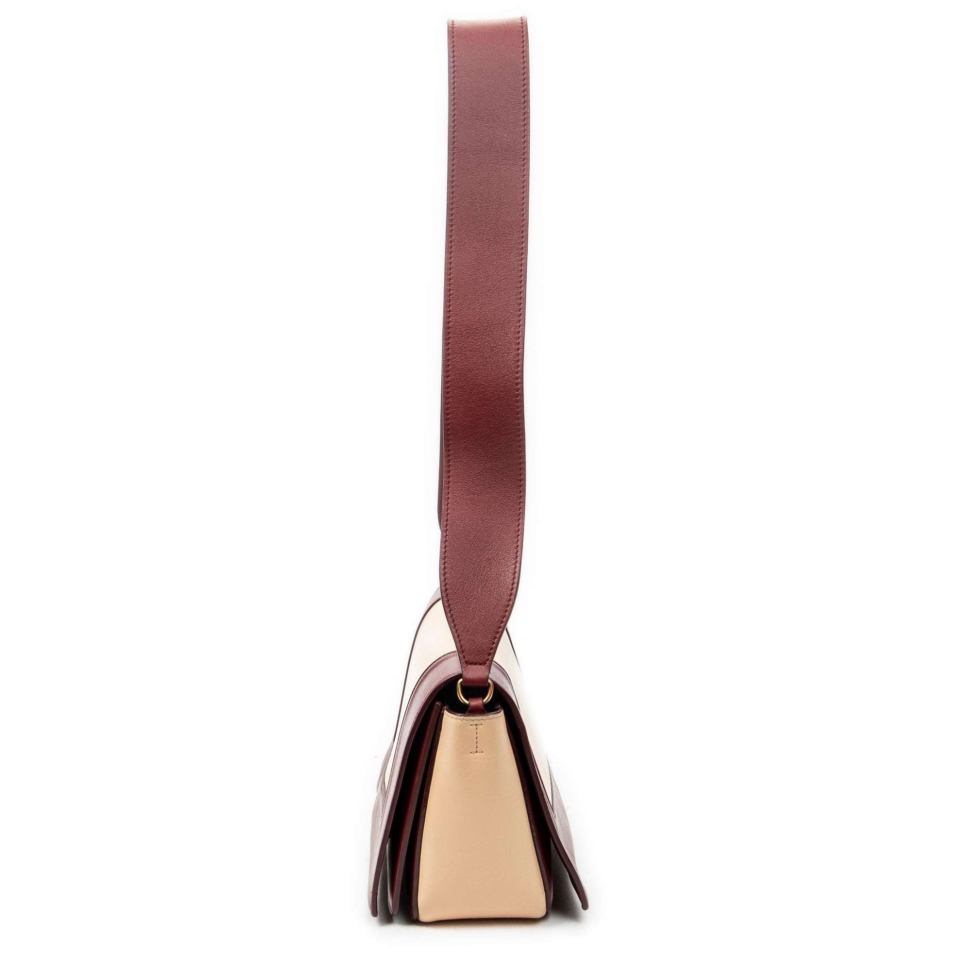 Shoulder Bag Medium Frame Crossbody Beige Calfskin Leather